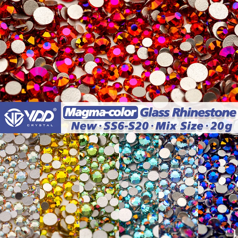 VDD New Magma-Color Mix Size SS6-SS20 High Quality Glass Rhinestones Crystal Flatback Stones For Nail Art DIY Crafts Decorations