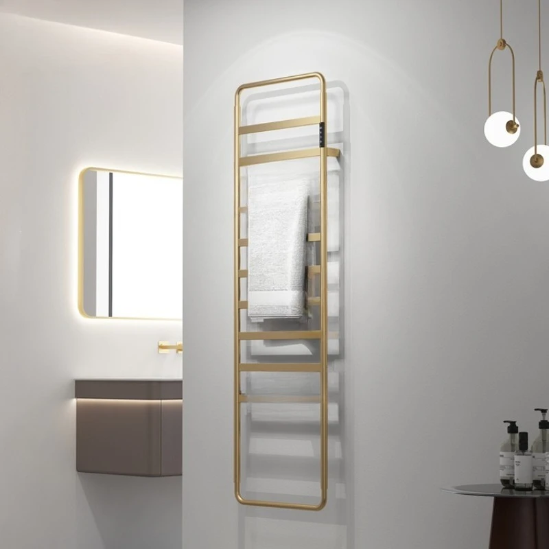 

Gold brushed steel electric heating drying rack household bathroom towel dryer hotel apartment heating towel rack