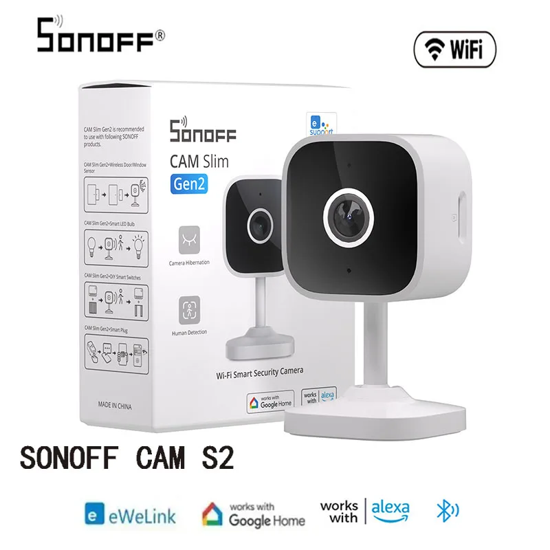 SONOFF CAM Slim Gen2 Easy Micro WiFi 1080P Human Motion Detection Remote Monitoring Lightweight Mini Camera with Google Alexa