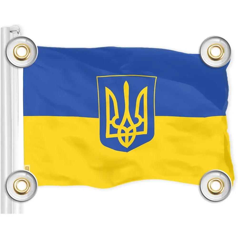 

Ukrainian Flag - 3x5 ft, 150D Polyester, 4 Brass Grommets, Vibrant Colors, Ideal for Outdoor Display