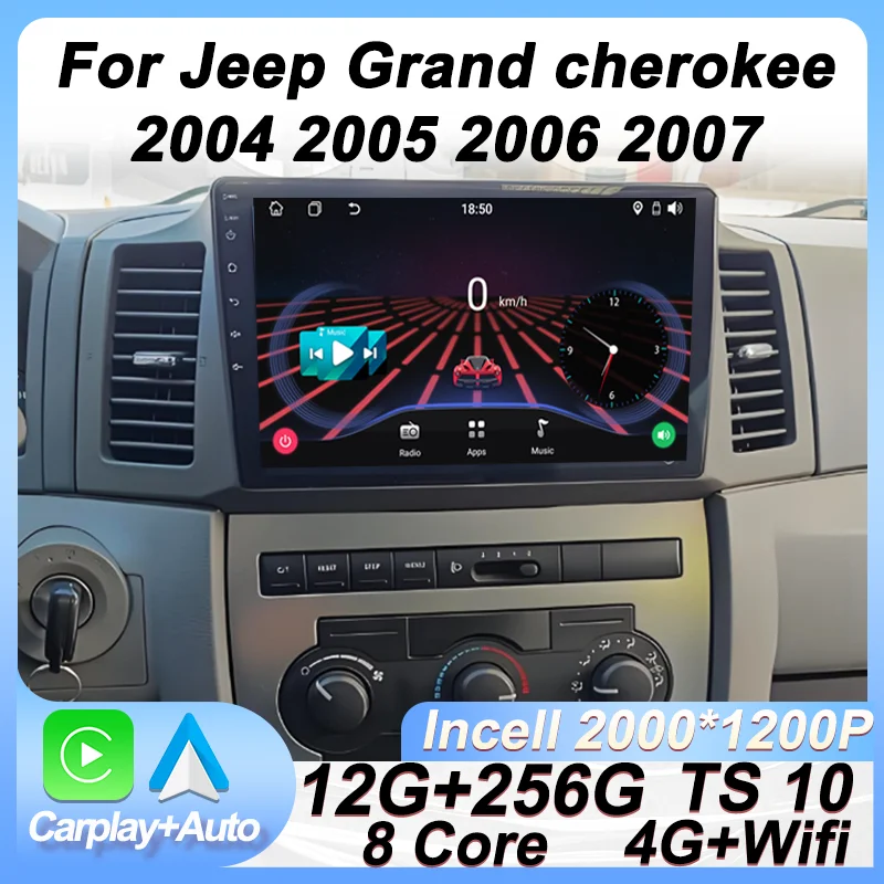 

Android 14 Car Radio For JEEP Grand Cherokee 2004-2007 Car Multimedia Player GPS Carplay 2din Head Unit Autoradio 8 Core Wifi