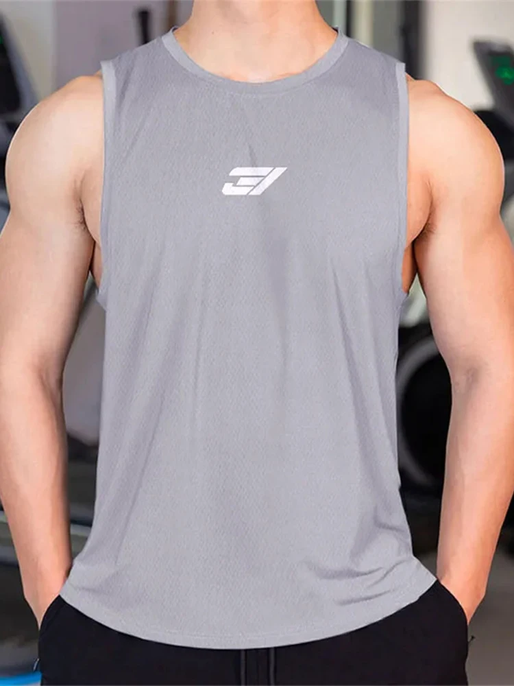 Mens Sports Tank Top Casual Sleeveless Fitness Tank Top Quick Dry Sweatshirt Summer Bodybuilding Fitness Training Tank Top Sport