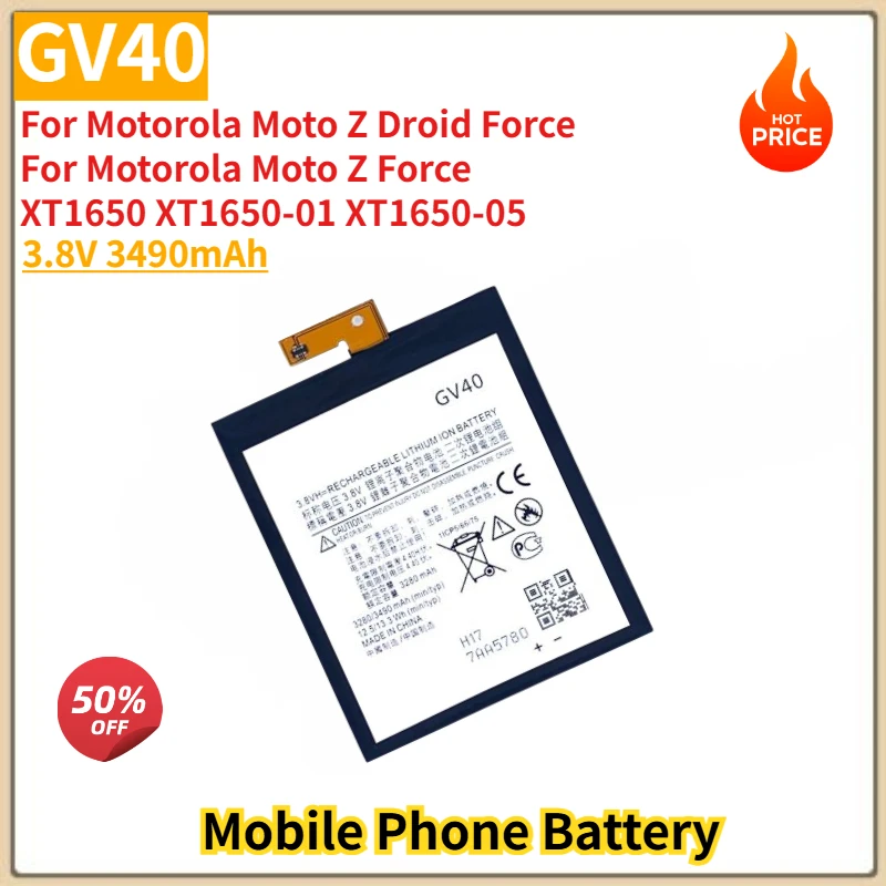 

GV40 High Quality Phone Battery 3.8V 3490mAh For Motorola Moto Z Droid Force/Z Force XT1650 XT1650-01 XT1650-05 Brand New