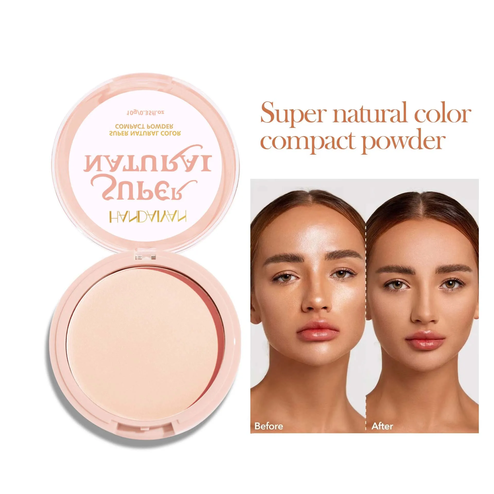 Matte Face Pressed Powder 24 Hours Oil Control Natural Setting Powder Foundation Full Coverage Waterproof Lasting Makeup
