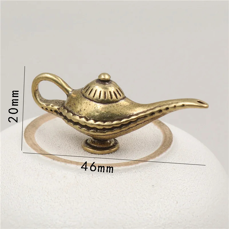 Creative Aladdin Lamp Key Chains Pendants Vintage Copper Light Hanging Jewelry Key Rings Brass desktop Ornaments y654