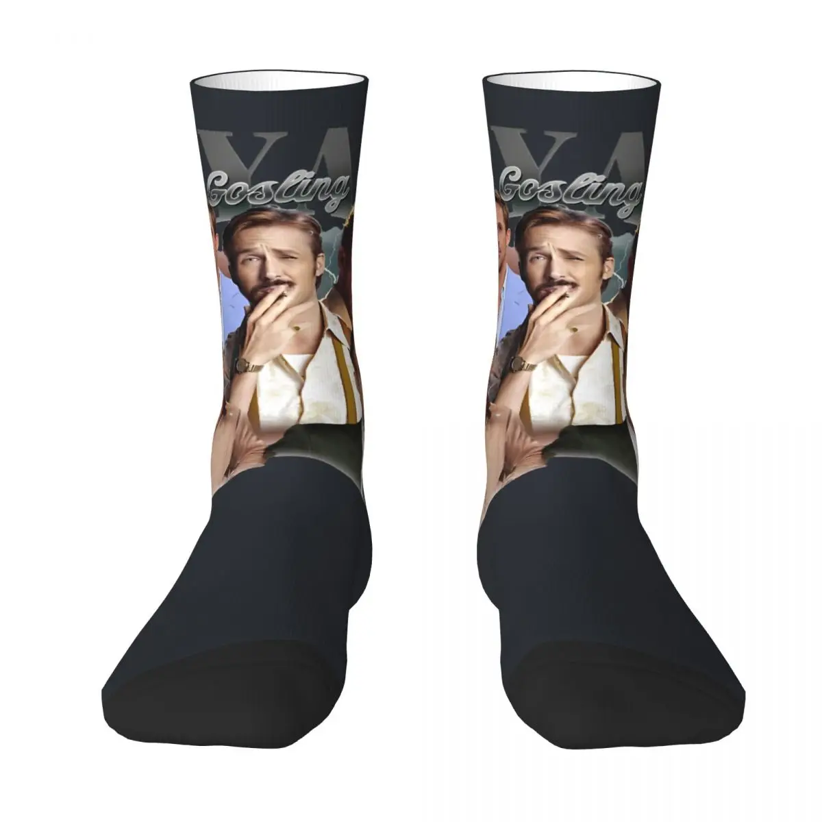 Ryan Gosling Socks Literally Me Gothic Stockings Men Quality Cycling Socks Winter Design Non Slip Socks