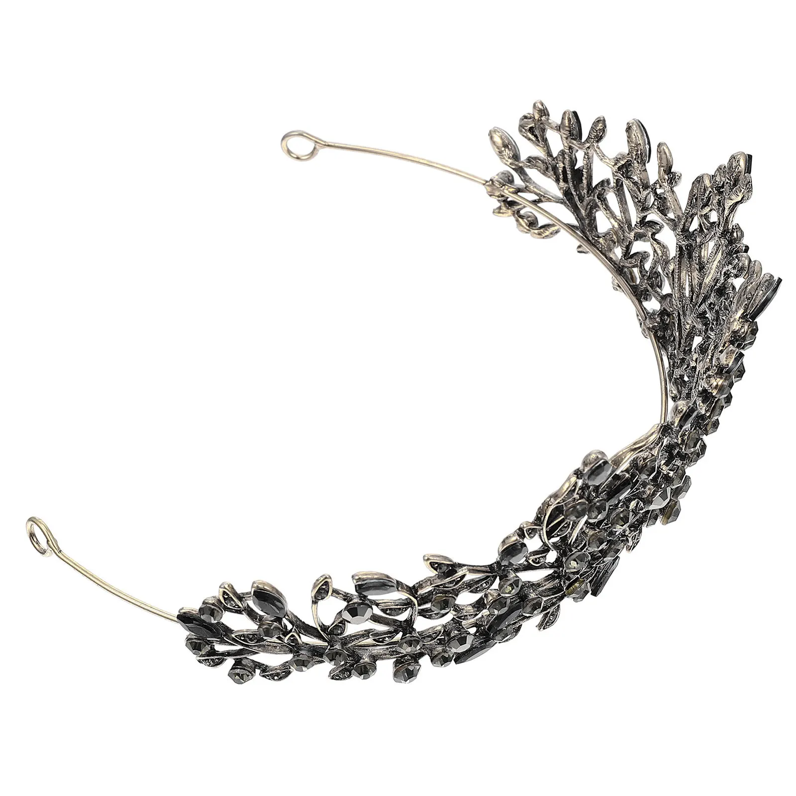 

1pc Black Rhinestone Bride Crown Alloy Wedding Headdress Elegant Hair Jewelry Bridal Party Headband Birthday Gift Accessory
