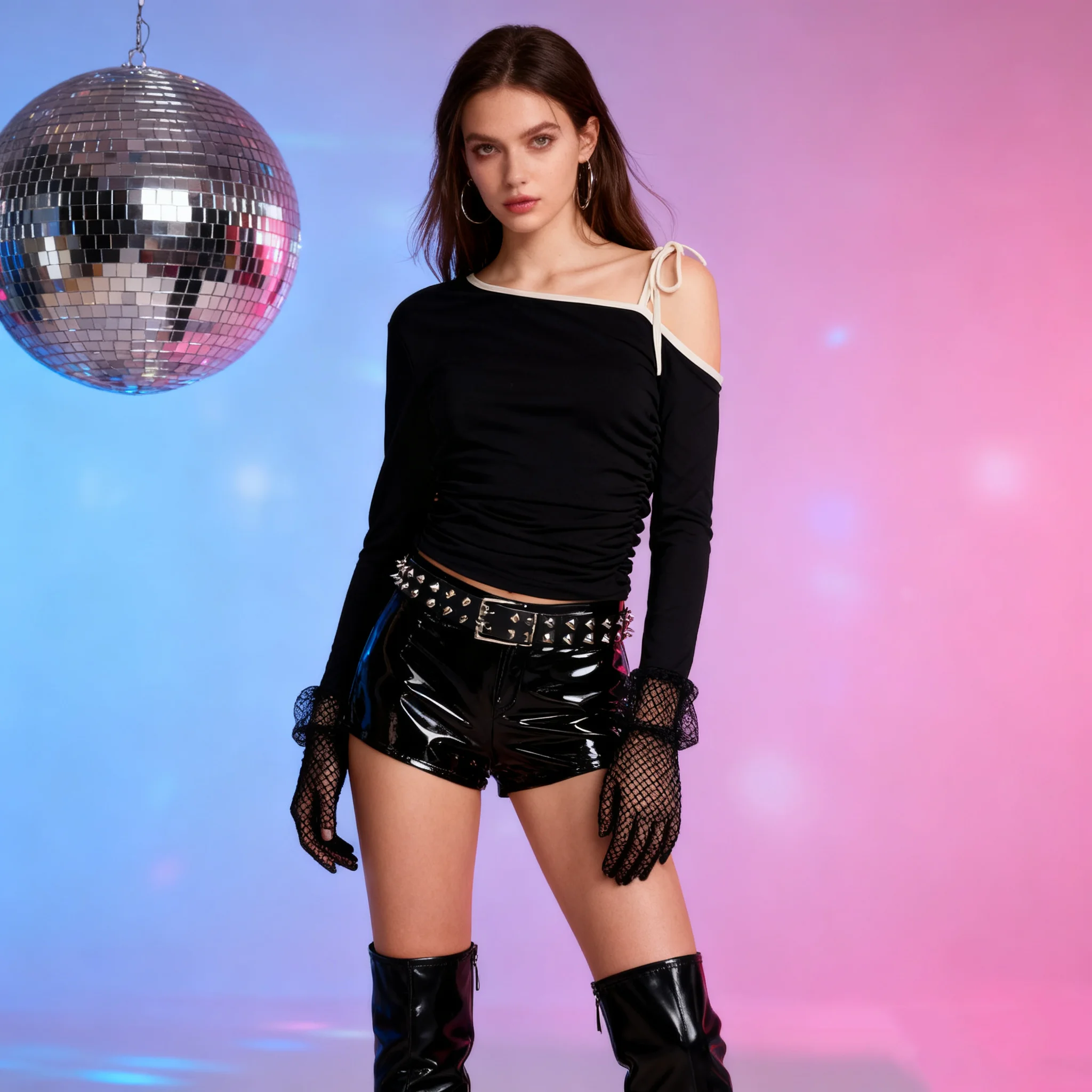 

Y2K Spicy Girl Retro Harajuku Style Long Sleeve sloping shoulders T-shirt Early Autumn American Spicy Girl Punk Style Top