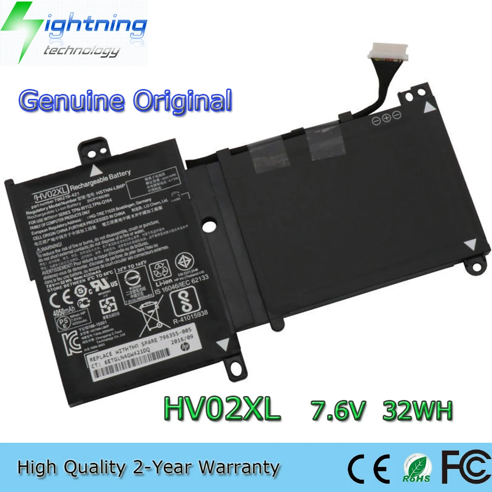 Brand New Genuine Original HV02XL 7.6V 32Wh Laptop Battery for HP Pavilion X360 11.6 11-K HSTNN-LB6P 796219-421