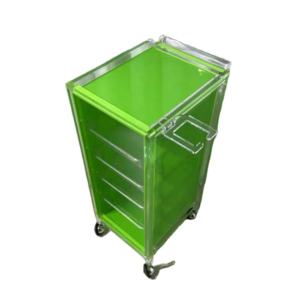 Yicheng Beauty World Best Selling Products Arylic Salon Tools Hairdressing Hand Cart with Wheel Metal Beauty Salon Trolley