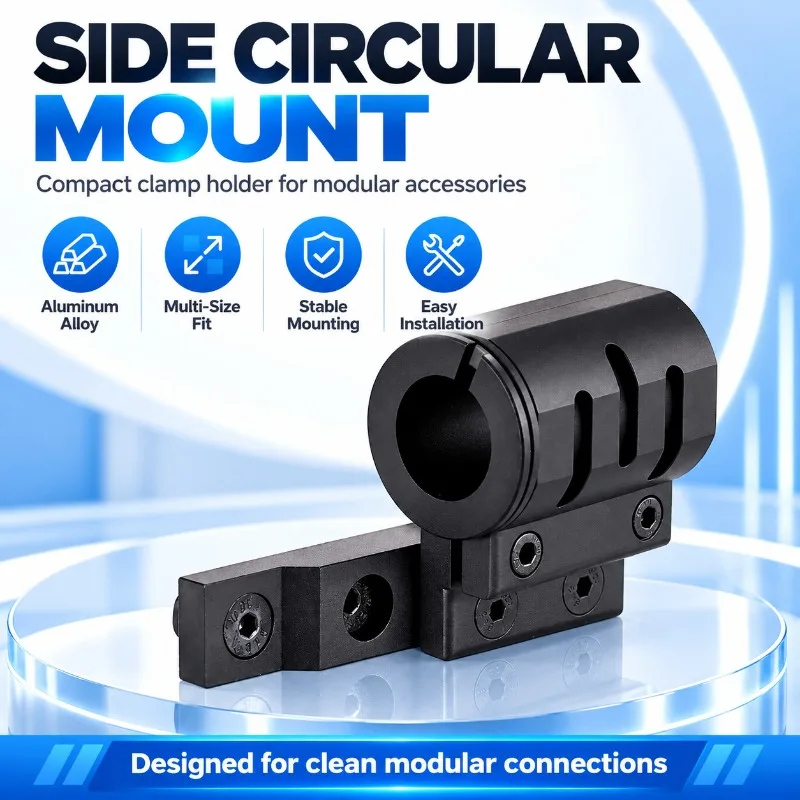 Side Install Flashlight Circular Clamp Seat, Tube Mount Holder for 20mm 25.4mm 27mm Diameter Pipe