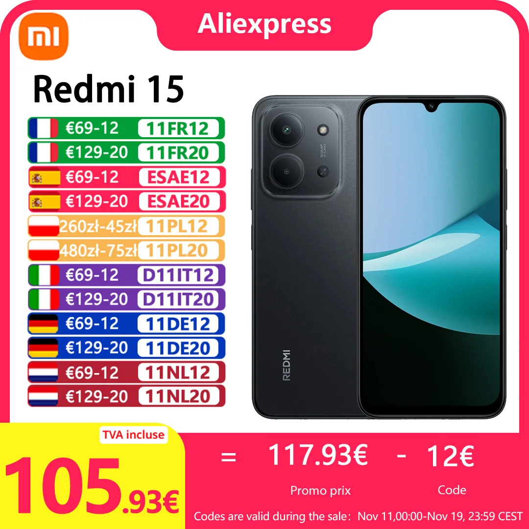 هاتف Xiaomi Redmi 15 NFC، سنابدراجون ® كاميرا 685,6.9 بوصة FHD، 144 هرتز، كاميرا 50 ميجابكسل، بطارية 7000 مللي أمبير، IP64 #1