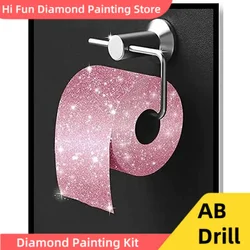Glitter Pink Toilet Paper Diy 5d AB Drills Diamond Art Painting Mosaic Cross Stitch Kit Full Square Drill Embroidery Decor Gift