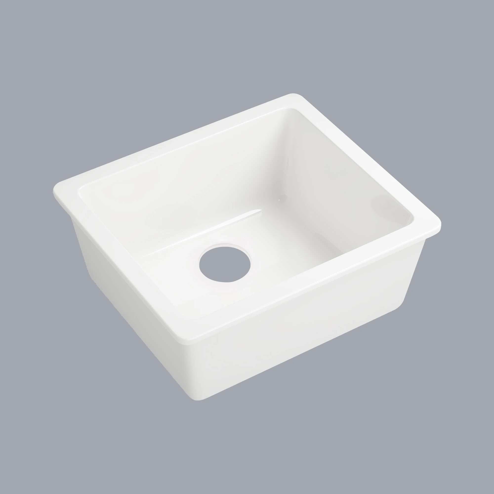 21 “L x 18.5 ”W White Modern Style Ceramic Single Bowl Kitchen Sink 8-Inch Deep Easy to Clean Single Bowl Sink