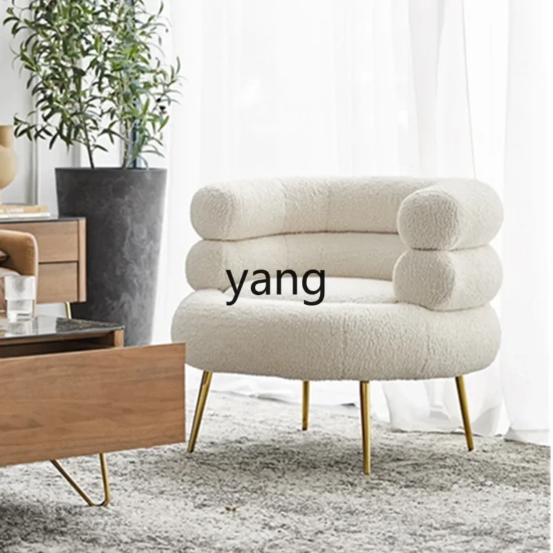 LH   light luxury lamb wool fabric lazy sofa simple balcony casual single sofa