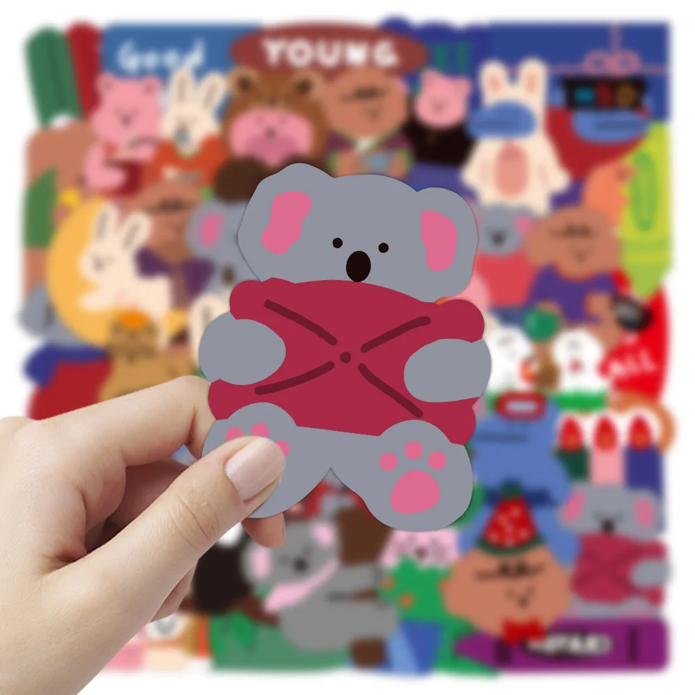 50/100Pcs/Pack INS Cartoon Cute Kawaii Bear Rabbiit Stickers PVC Waterproof Stickers Decals For Kids Boys Girls Toys Gifts