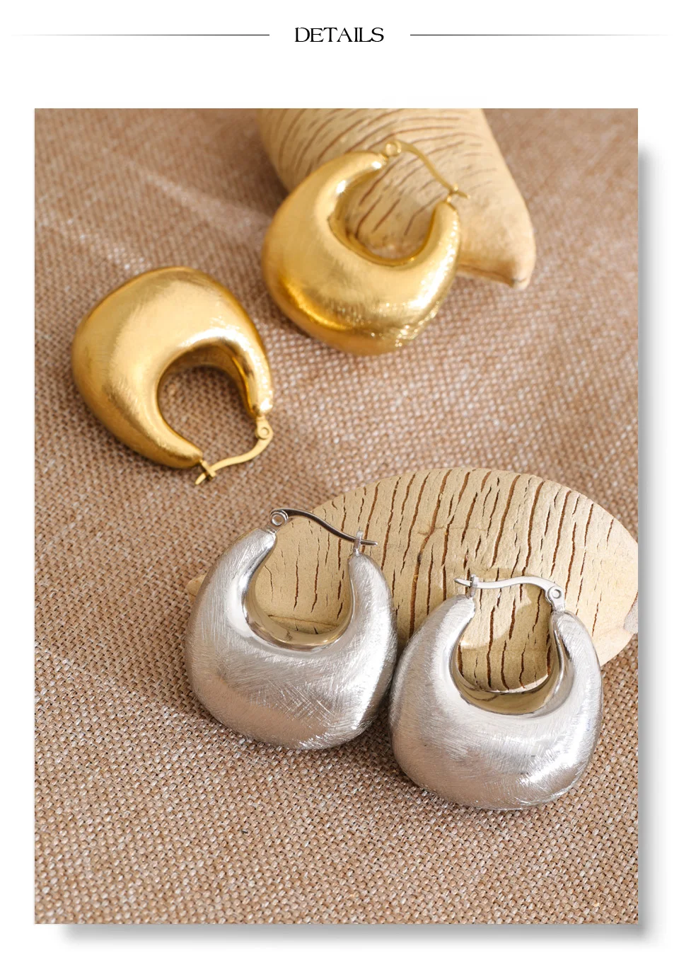 Yhpup Persönliche Edelstahl-Creolen für Damen, 14K Gold PVD-beschichtet, geometrischer Alltagsschmuck, hohe Qualität – Detail 11