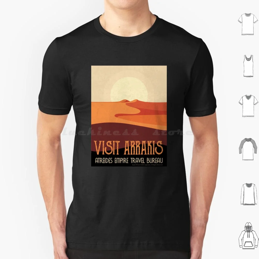 Visit Arrakis-Vintage Sci-Fi Travel T Shirt 6xl Cotton Cool Tee Retro Sandworm Movie Arrakis Sci Fi Muaddib Atreides Frank