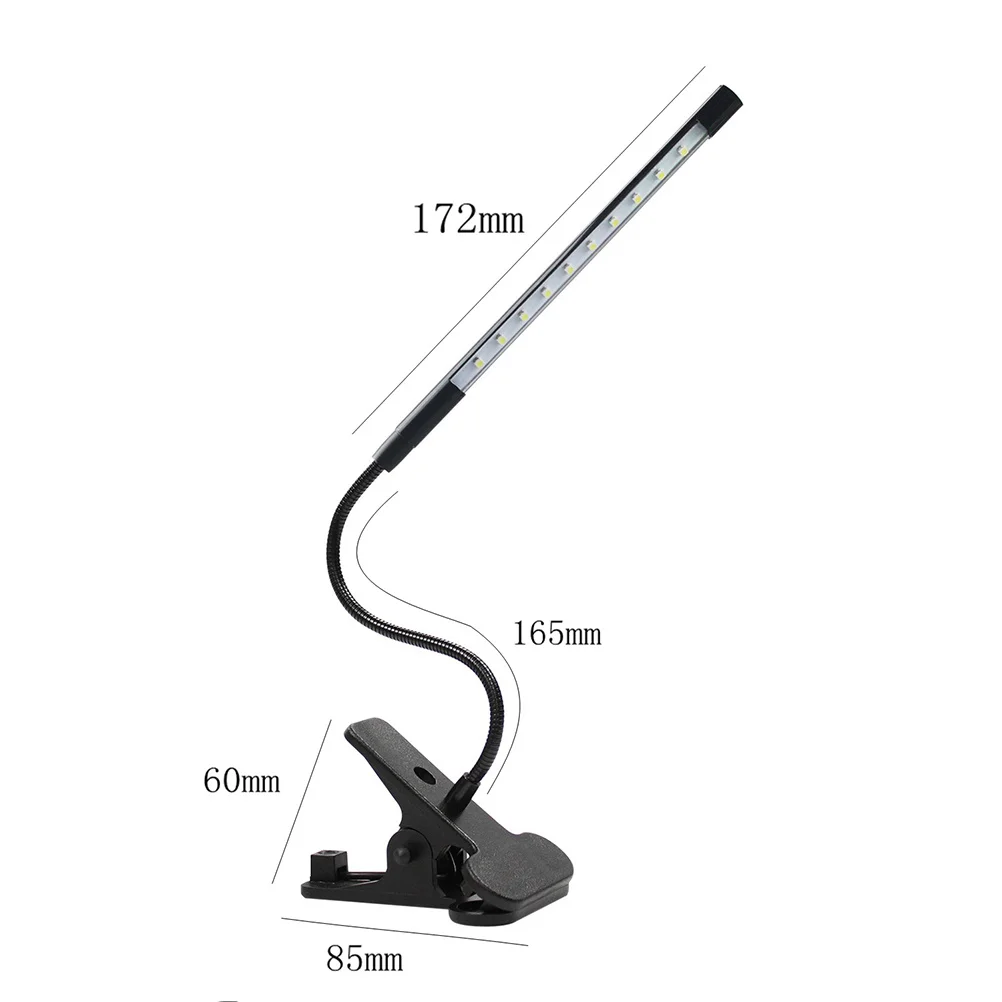 

LED Clip Desk Lamp USB Eye Protection Switch Adjustable Brightness Flexible Neck Clip on Lamp for Bedroom Reading