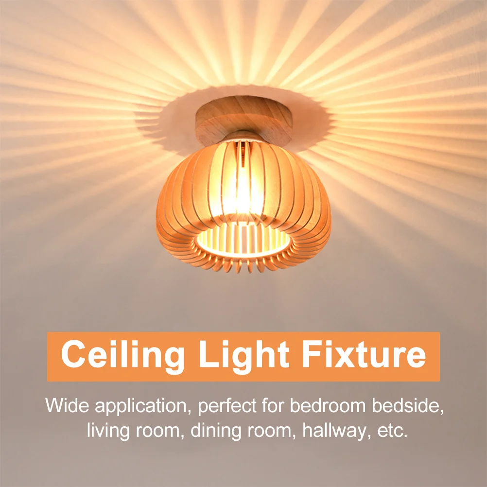 

1Pcs Wooden Ceiling Lamp Shade Simple Farmhouse Light Fixture for Bedroom Hallway Living Room Rustic Ceiling Light Cover