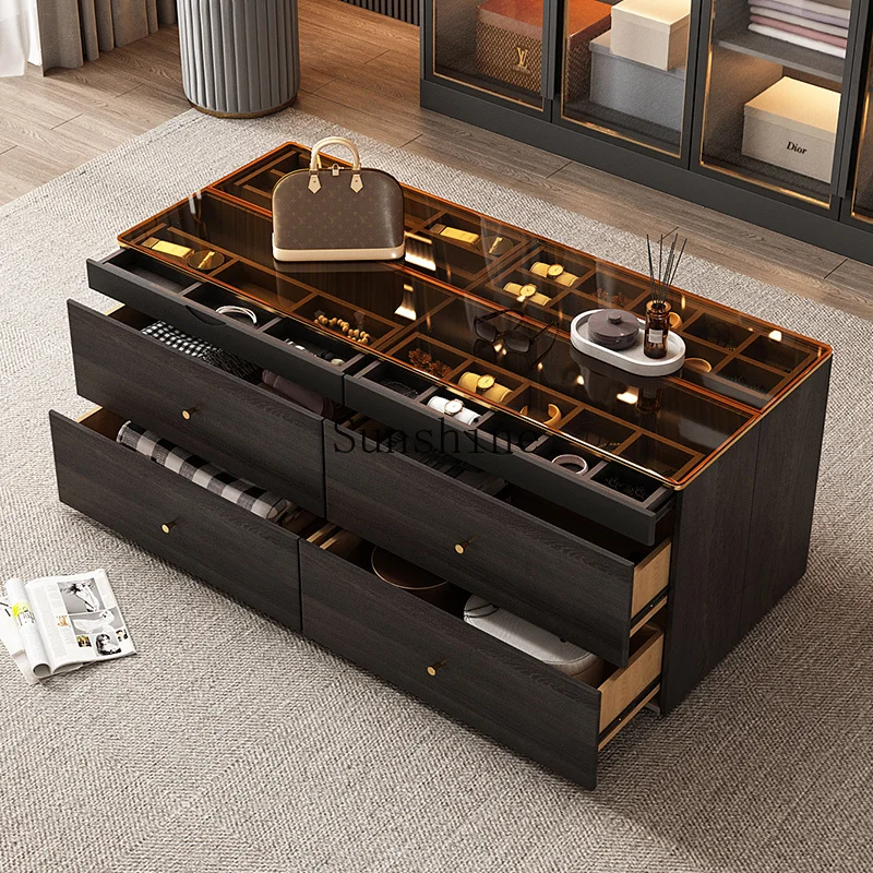 

Italian cloakroom display cabinet Modern simple double-sided jewelry cabinet