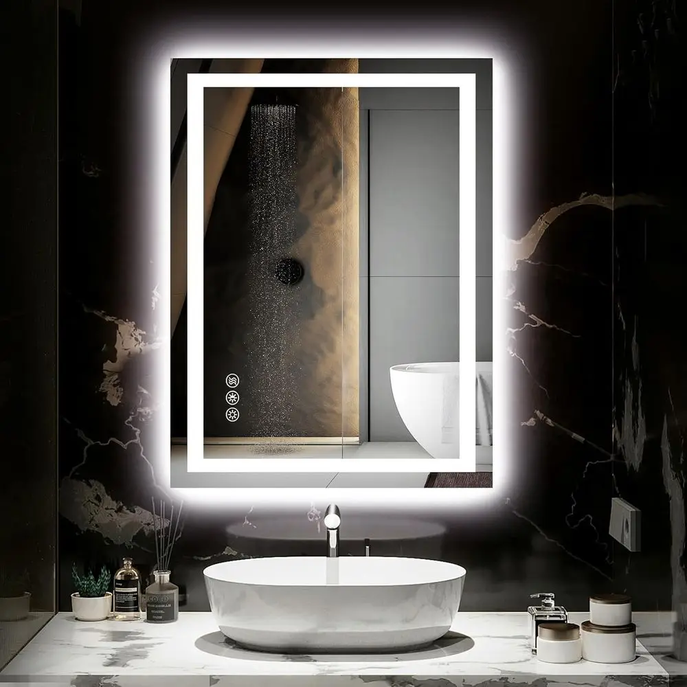 

24X32 LED Bathroom Mirror with Lights, Anti-og, Dimmable, Backlit + ront Lit, Smart Bathroom Vanity Mirror, Memory unction, Shat