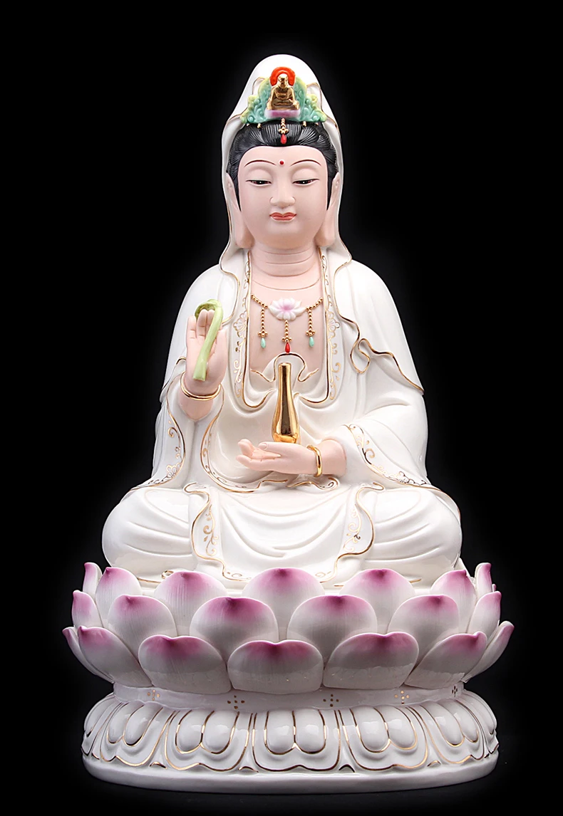 

Wholesale Buddha figure 12"30CM TOP efficacious HOME family Talisman Buddhism FENG SHUI GUANYIN color Ceramic statue