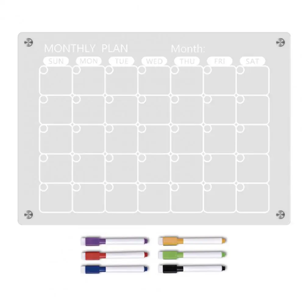 

Family Monthly Planner Magnetic Calendar Whiteboard Acrylic Dry-erase Refrigerator Family Monthly Weekly Planning Schedule To-do