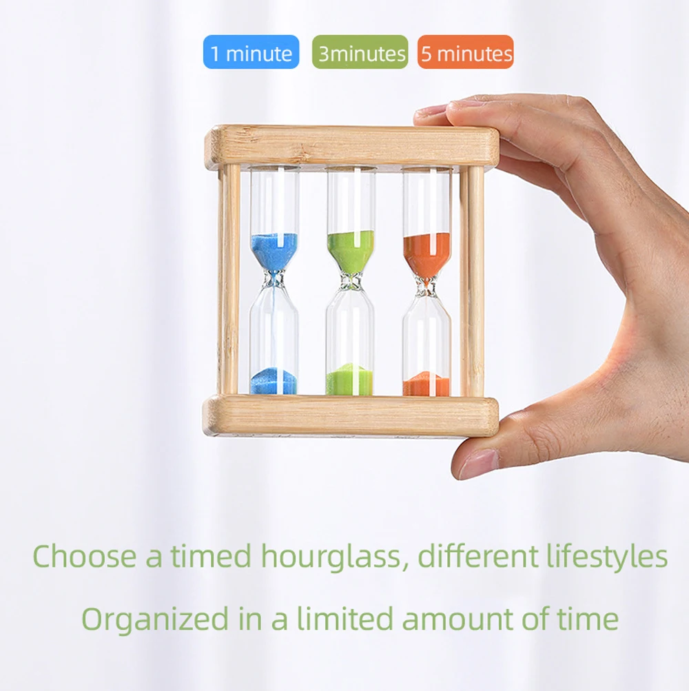 1pc 2024 New Creative Wooden Hourglass Ornaments 1/3/5 Minutes Timer 3 in 1 Combination Sandglass Home Decoration Crafts