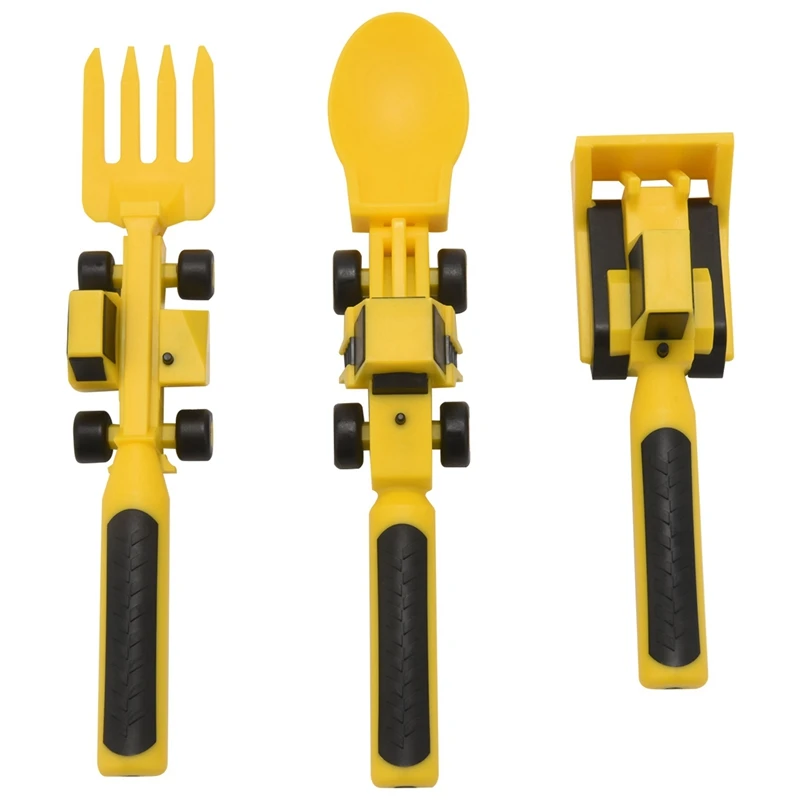 

Childrens Cutlery Set Food Utensils for Kids Bulldozer Excavator Shovel Spoon Fork Feeding Tableware Constructive Eating Kitchen