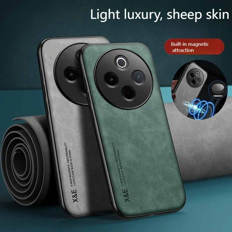 

Magnetic Sheepskin Leather Case For IQOO Z10 5G Z9 Turbo Luxury Men Business Retro Back Cover For IQOO Neo 10 China Z9 Turbo Z10