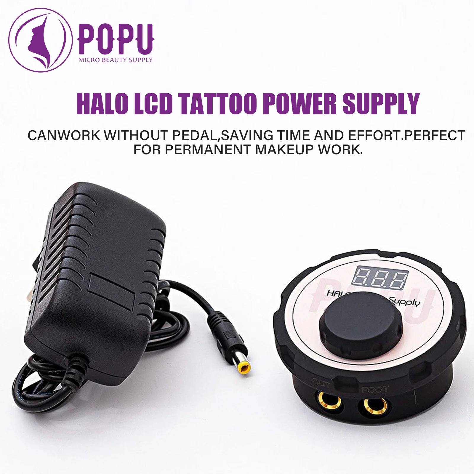 

POPU Top Round Tattoo Power HALO LCD Dual Tattoo Machine Gun Power Supply Tattoo Gun Power Box Wholesale Makeup Supplies