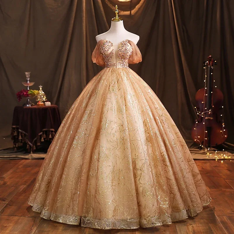 Off Shoulder Host With Dignified Demeanor Banquet Performance Light Luxury High-end Annual Party Evening Gown Customized