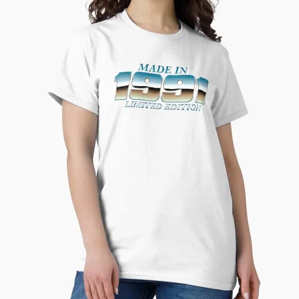 Made In 1991 Vintage Multi Pattern Graphic T Shirt Unisex Men Women 34th Birthday Crew Neck Casual Anniversary Gift Tee