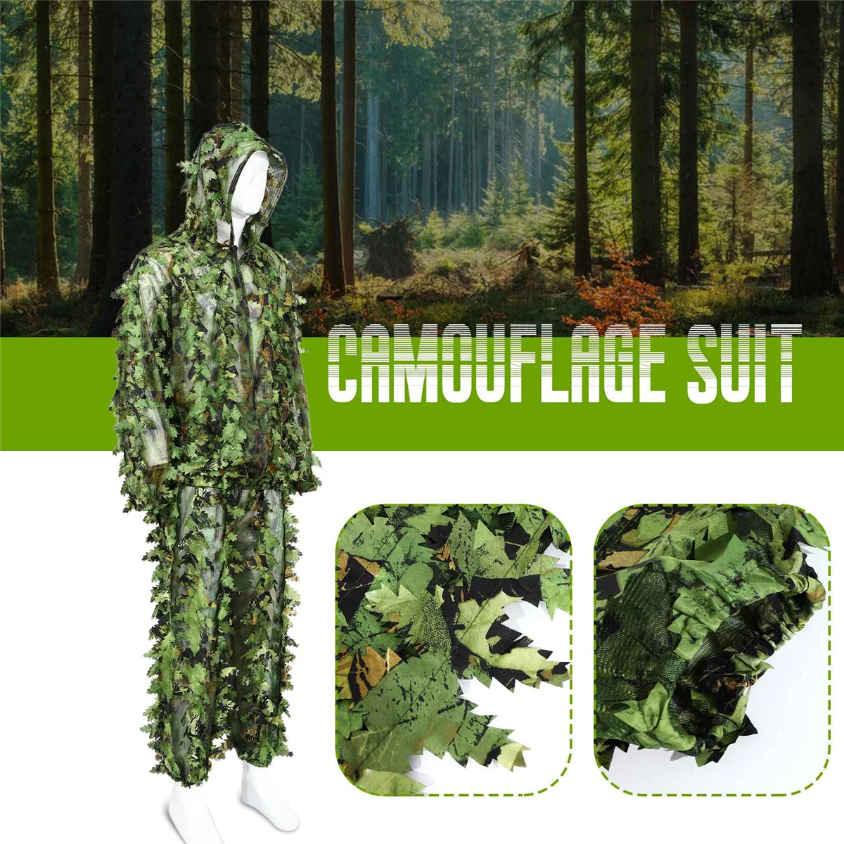 Quente pegajoso flor folhas camuflagem terno caça terno camuflagem universal camo conjunto (b)