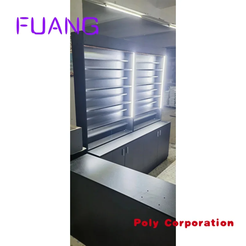 2023 Mais Recente Estilo Francês Clássico LED Cabelo Preto Display Rack Display Stand Mobile Display 10 Anos de Garantia