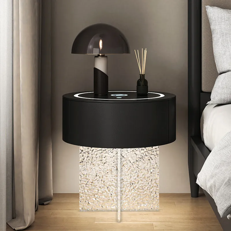 Smart three-color light wireless charging bedside table, acrylic stone pattern Italian - view 5
