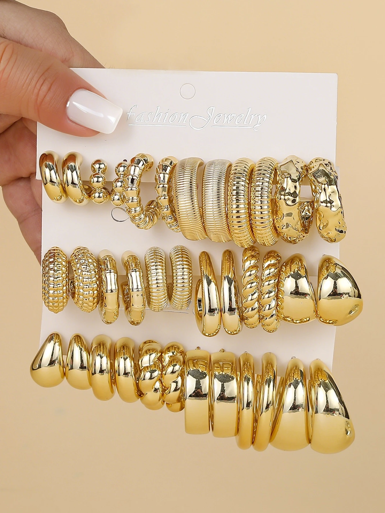 6-18pairs Fashion Plastic Material,Golden-Coated Earrings,Skin-Friendly,Minimalist Geometric Earrings for Ladies'All-Day Wear