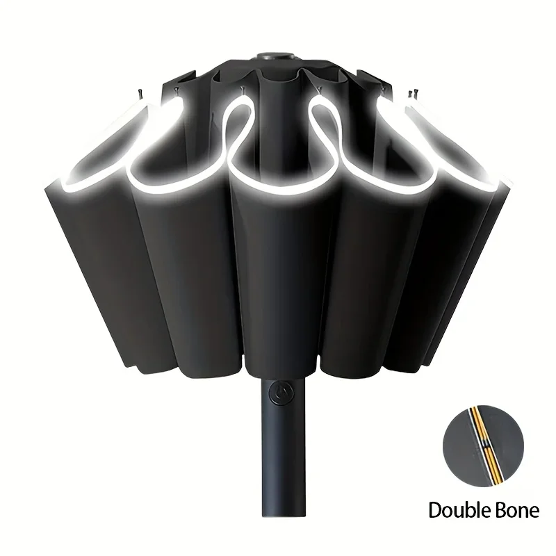 3-fold Automatic Rain Umbrella Large-Sized Windproof Anti-Wind Skeleton Fully Automatic Reverse Folding Sunshade Umbrella Gift