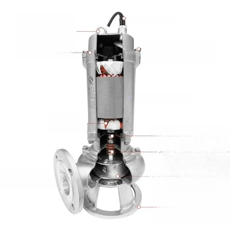 304 all stainless steel sewage pump 316 cutting non-clogging submersible pump anti-corrosion acid and alkali chemical pump