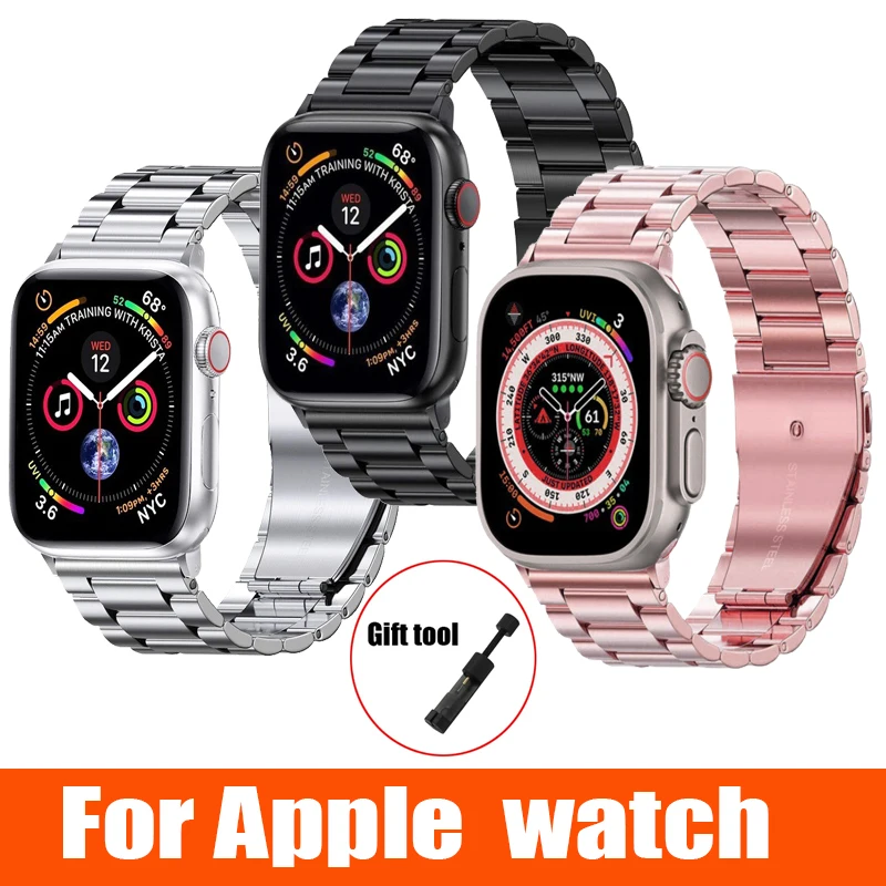 Apple Watch 용 금속 스트랩 Ultra 49mm 9 8 7 iWatch 6 5 SE 3 44mm 42mm 40mm 38mm S10 42mm 용 45mm 41mm 스테인레스 스틸 팔찌