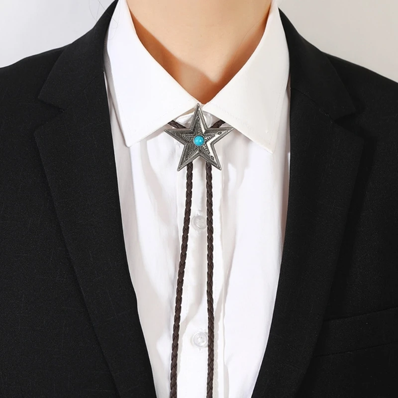 Braided Shoestring Necktie Bola-Tie Western Cowboy  Necklace Accessory