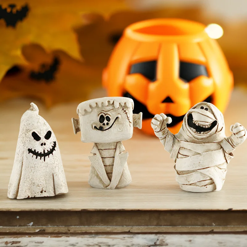 

New Pumpkin Head Ghost Halloween Scene Decoration Tide Play Resin Tabletop Ornament Birthday Gift Funny Toys for Children