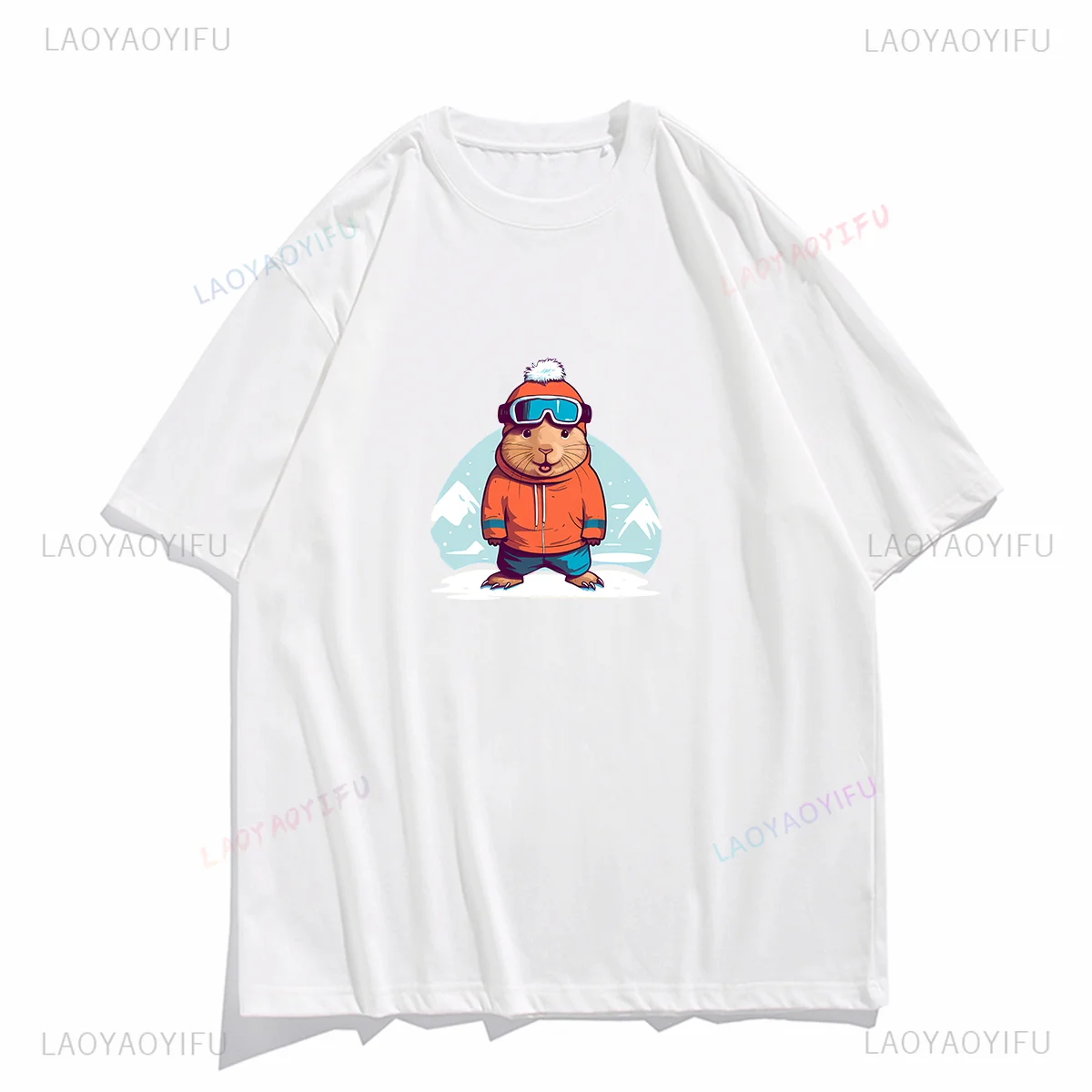 Kawaii Clothes Lovely Capybara Print Tops Vintage Women Clothing Men T Shirt Funny Graphic T Shirts Harajuku Cotton Tee Unisex