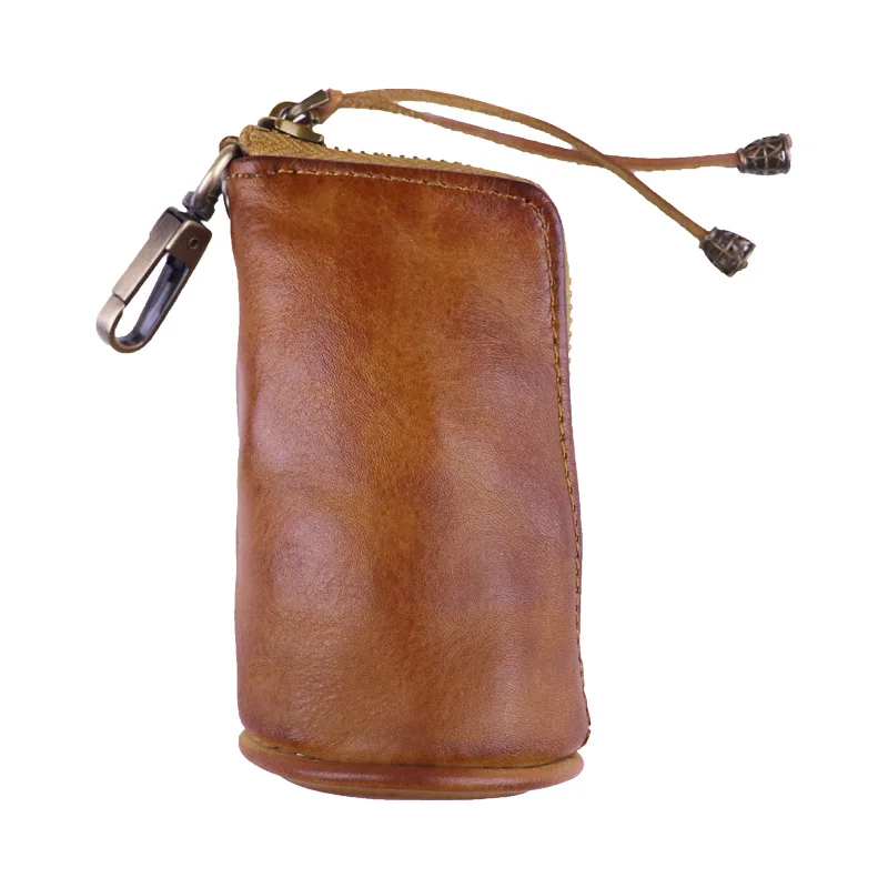 Retro-Schlüsseltasche aus Rindsleder der ersten Schicht zum Umhängen, große Handtasche im Vintage-Stil zum Umhängen.