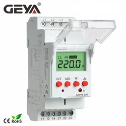 GEYA GRV8-S 3 Phase Digital Display Voltage Relay 8A 2SPDT Monitoring Phase Relay Auto Reset LCD Relay