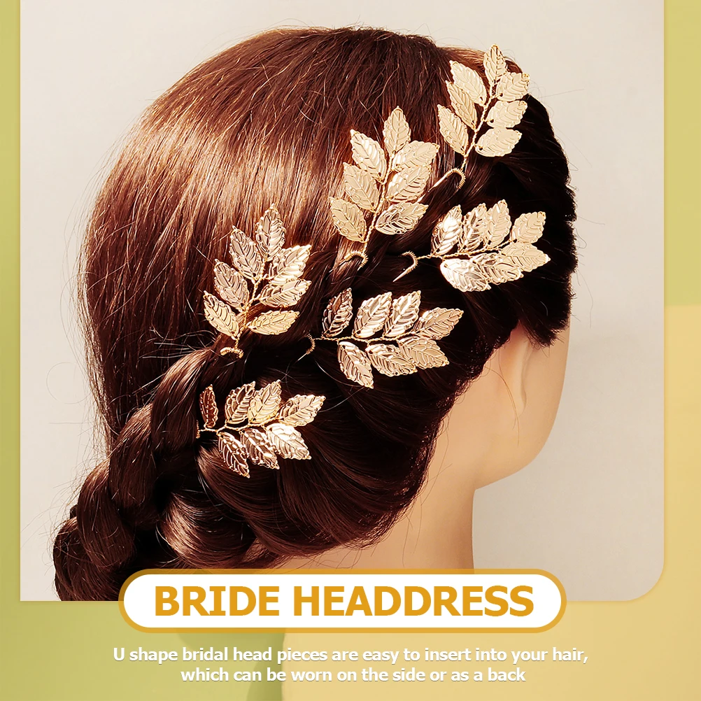 

6pcs Bridal Headband Wedding Hair Accessories for Women Golden Pin Bridesmaid Leaf Hairpin Elegant Bride Hairstyles