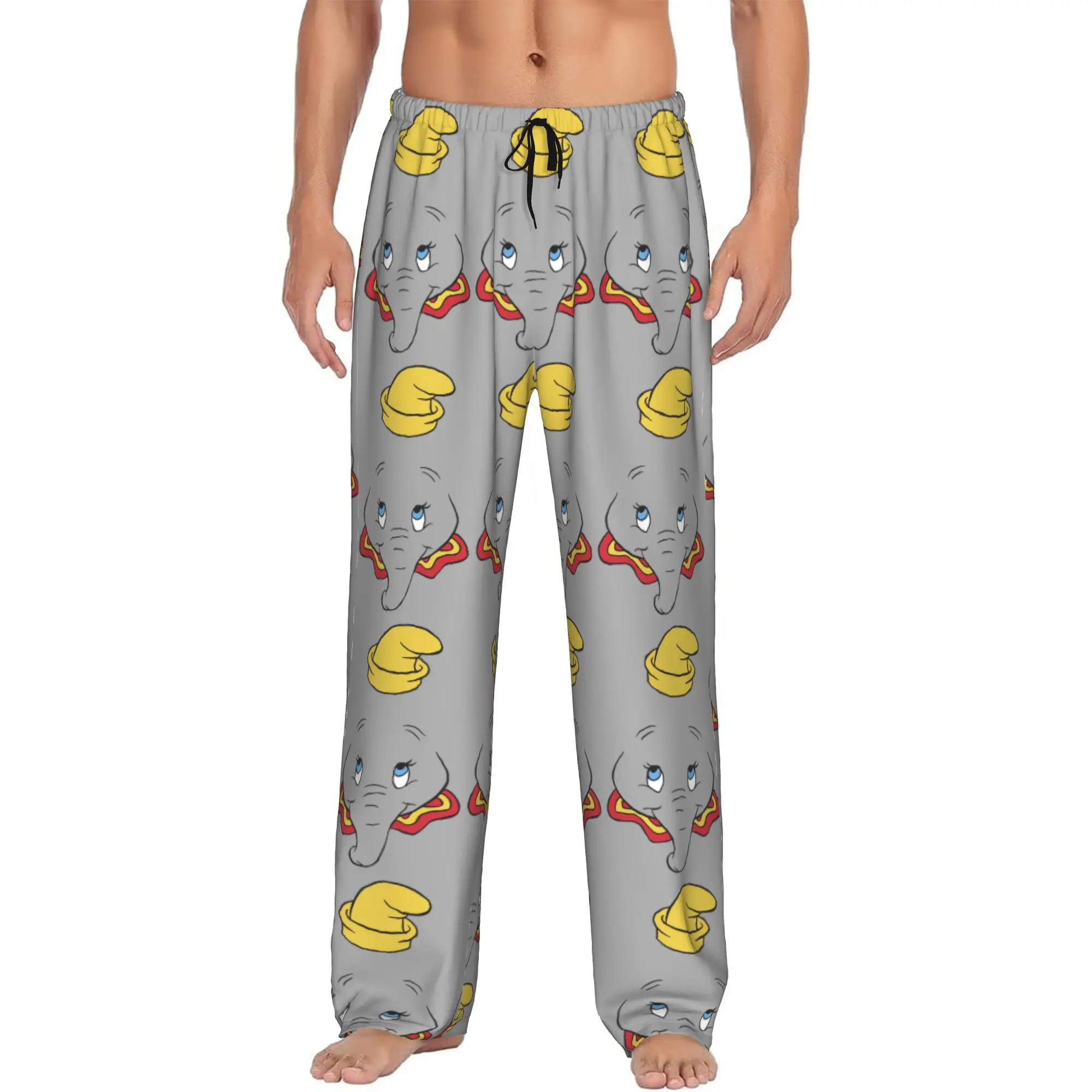 

Custom Print D-Dumboes Cartoon Pajama Pants for Men Cute Elephant Sleep Sleepwear Bottoms with Pockets