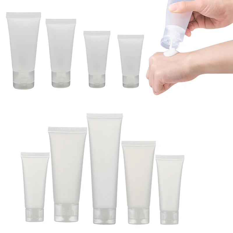 

30pcs15-100ml Empty Refillable Plastic Squeeze Soft Tubes with Flip Cover Travel Sample Packing Makeup Facial Cleaner Toiletries