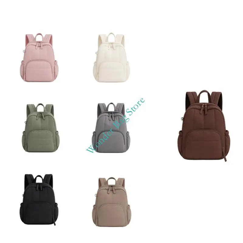 Quilted Backpack Nylon Travel Pack with Front Pocket and Padded Shoulder Support Casual School Bookbag for Travel Daily Wear